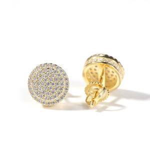 Gold   Tiny Earring Stud Minimalist 18 K Solid Gold Stud Round Ball Earrings Round Glitter Diamond Studs Earrings