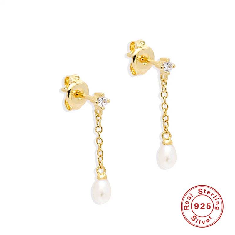 2022 S925 Sterling Silver Tassel Chain Hanging Earrings For Women Girls Exquisite Pearl Drop Earring Gifts Fashion Fine Jewelry