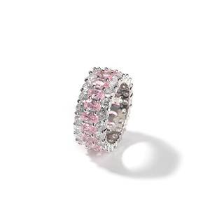 New Fashion Trendy Gold 18k Plated Hip Hop Brass Pink Zircon Ring for Men Women