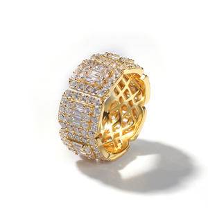 Fashion 5 Row Iced Out Zircon Tennis Chain Ring For Men Hip Hop Jewelry