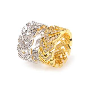9mm Hip Hop Bling Iced Out Arrows Rings Micro Paved AAA+ Zircon High Quality Ring For Men Jewelry Fashion Gifts