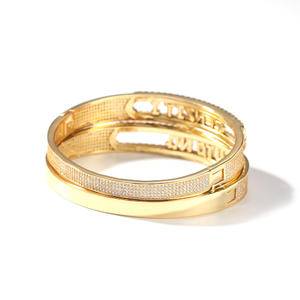 Custom Adjustable 18K Rose Gold Plated Lab Diamond Zircon Rhinestone Bling Letters For Name Bangle Bracelets Women