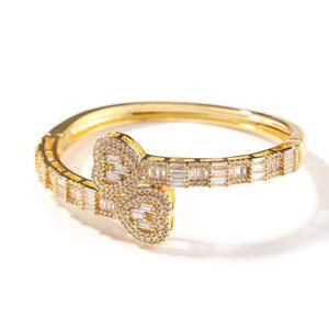 Luxury Iced Out  Diamond Baguette Bracelet Cuban Link Chain Cuff Bracelets Jewelry 