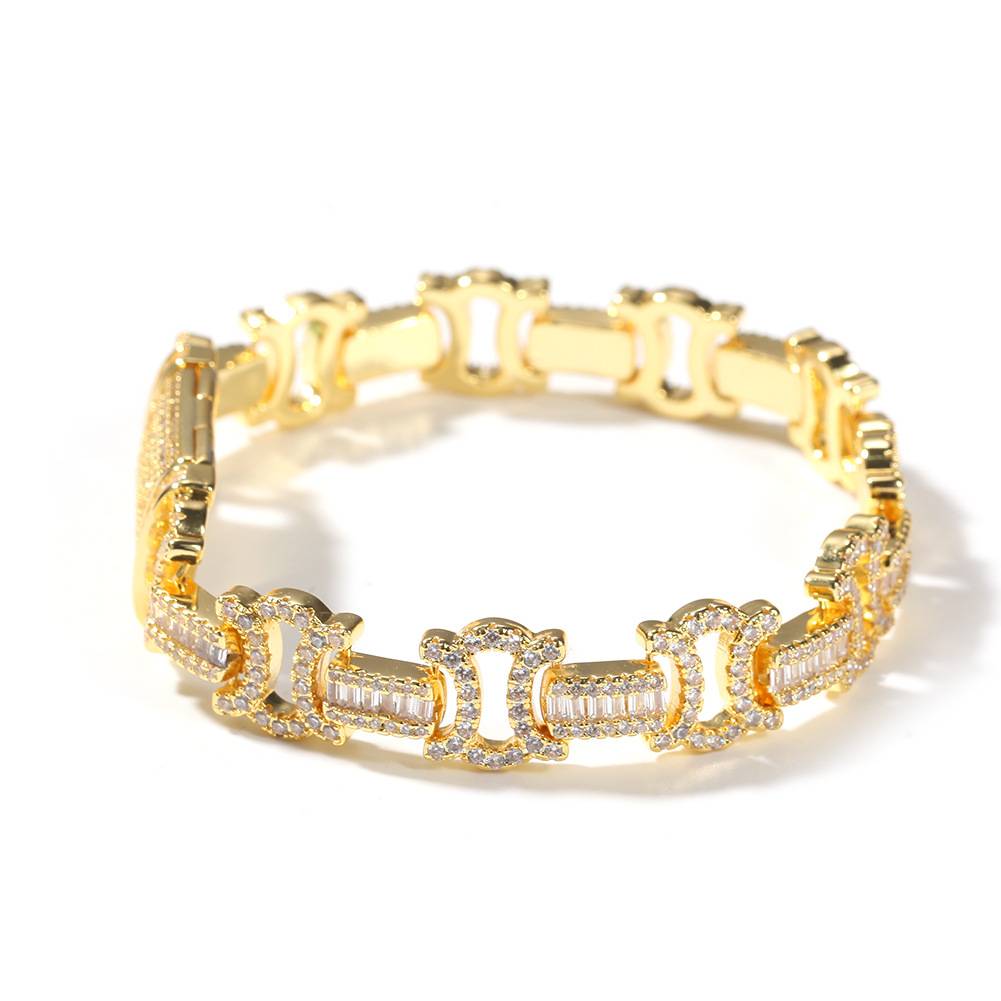 12.5mm   Link Bracelet Brass Iced Out   Cuban Link Bracelets   Zircon Hip Hop Jewelry For Men Women Gifts