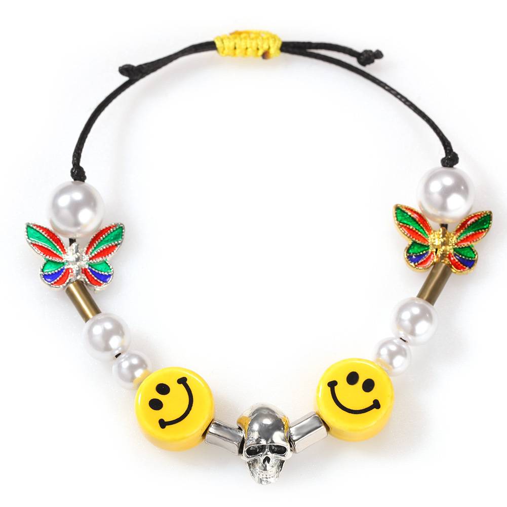   New Handmade Butterfly Bracelet  Skull Smile Face Bracelet Hip Hop Style Dice Bracelet