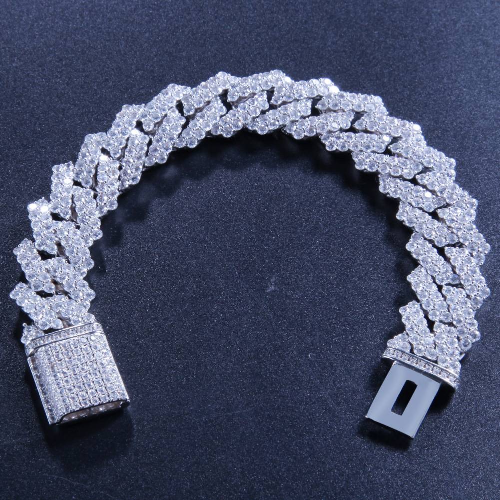 Luxury  Bracelets Micro Pave Cubic Zirconia Bling Gold Silver Color Iced Out Links Jewelry Bracelet For Men