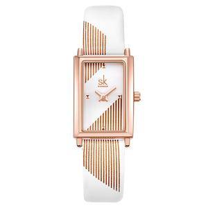   Designer Watch For Women White Rectangle Ladies Wristwatch Elegant Leather Band Quartz Movement  