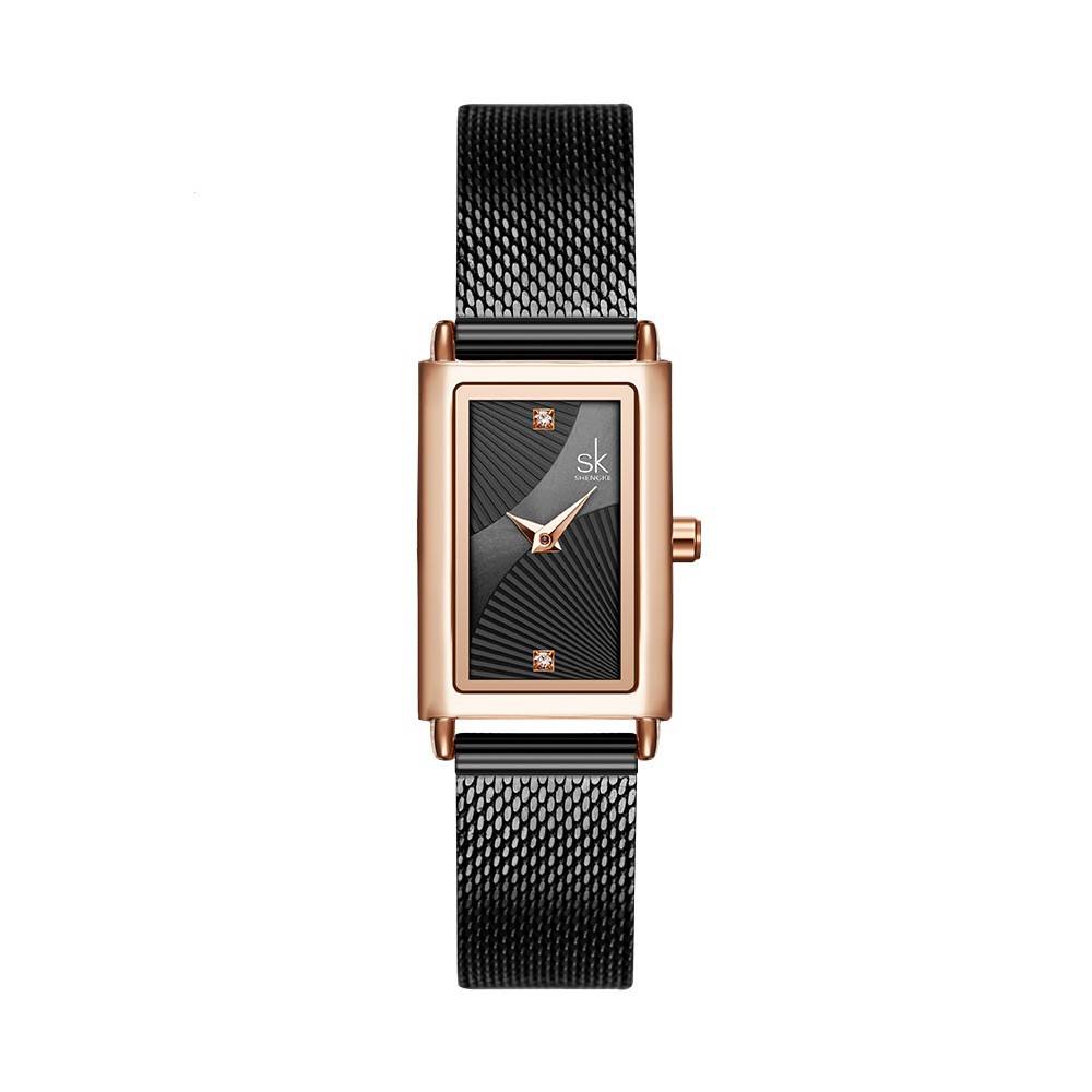   Fancy Golden Womens Quartz Watch Stylish   Band Water Resistant Rectangle Low Moq Business Wrist Watch