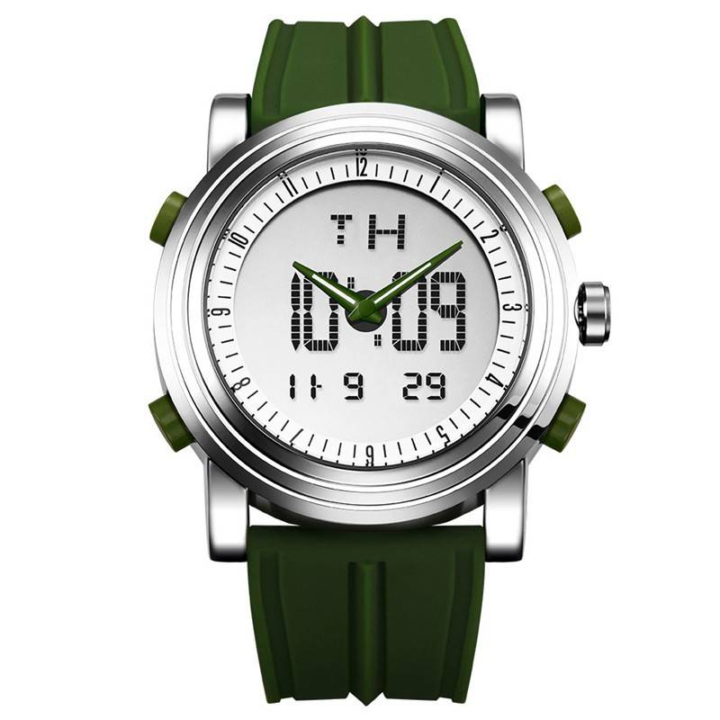   Sport   Watch Luminous Pointer Chronograph Wristwatch Double Movement Digital Watches 