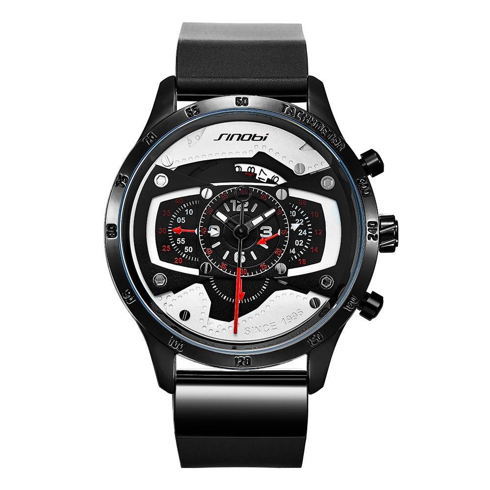   Men's   Quartz Watches New Fashion Silicone Band Watch  Chronograph Calendar    