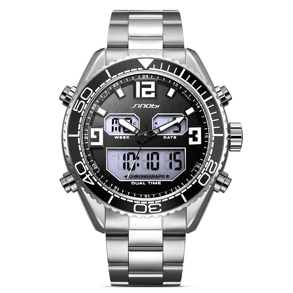   Fashion  Male Quartz Digital Watch Hot Sale Stainless Steel Band  Dials Auto Date Business Wristwatch