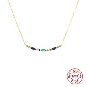 Exquisite 925 Sterling Silver Colorful Zircon Charm Necklaces for Women 18K Gold Clavicle Chains Fine Jewelry Gifts Accessories