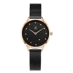 Custom    Movement Quartz Watches      Stainless Steel Mesh Band Watch Bracelet Rose Gold Black Watch  