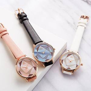   Brand Unique Leather Watch Rose Gold Pearl Shell Lady Wrist Watch Elegant Concise Women Watch  