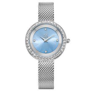   Diamond Slim Rose Mesh Stainless Steel Women Luxury Casual Clock Ladies Wrist Watch  
