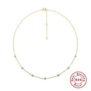New 925 Sterling Silver Link Chain Necklace For Women Baroque Shaped Simple Pearl Clavicle Necklace Wedding Fashion Fine Jewelry