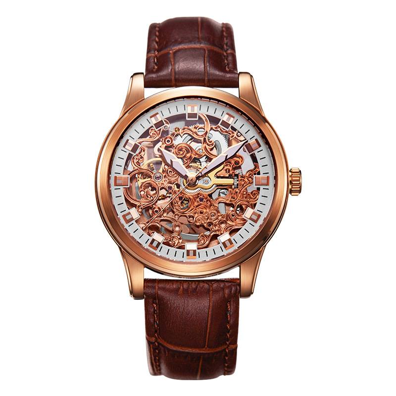   Custom Logo Luxury Classic Transparent Hollow out Mechanical Automatic Watch Skeleton Men Wristwatches 