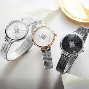   Women Watches Top Luxury Brand Quartz Stainless Steep Mesh Strap Unique Design Dial Waterproof Wristwatches