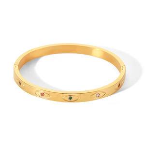 New Wholesale Stainless Steel Bangles Jewelry Colorful Zircon Bracelets Women Gold Plated Eye Bangle Fashion Waterproof Jewelry