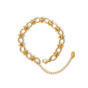 2022 High Quality Retro 18K Gold Plated Stainless Steel Waterproof Jewelry Party Gift O-shaped Dot Handmade Link Chain Bracelets