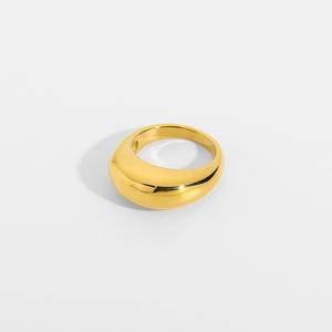 High Quality Stylish 18K Gold Plated Arc Shape Bold Ring Punk Jewelry Stainless Steel Chunky Finger Rings Women Fashion Jewelry