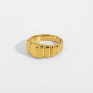 Luxury Jewelry 18K Gold Plated Texture Ring Stainless Steel Croissant Stripes Chunky Finger Rings Joyeria Acero Inoxidable Mujer