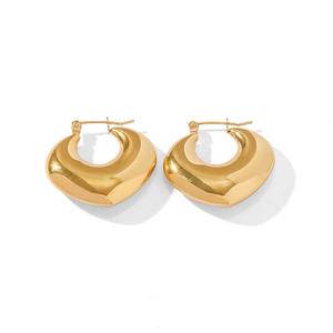 Exquisite Stainless Steel Light Luxury Chubby Hollow Hoop Earrings 18k Gold Plated Charm Jewelry Women Gifts Waterproof Jewelry