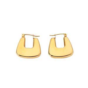 High Quality Retro Geometric U Shaped Earrings 18K Gold Plated Stainless Steel Jewelry Statement Chunky Hoop Earrings For Women