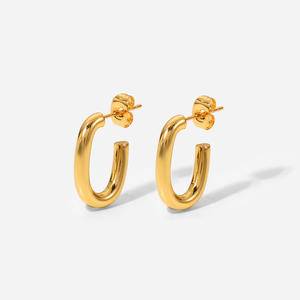 High Quality Stainless Steel 18K Gold Plated U-shaped Ring Earring Ladies Jewelry Fashion Simple Hoop Earrings for Women Jewelry