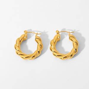New Fashion Stainless steel Distortion Interweave Twist Metal Circle Geometric Round Hoop Earrings for Women Retro Party Jewelry