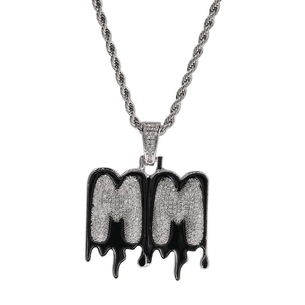Ice Out Drop Oil Baguette Hip Hop Zircon Fashion Customized Letter Name 18K Gold Plated Custom initial Pendant Necklaces Jewelry