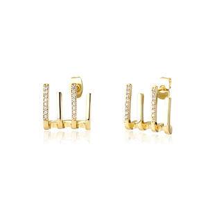 New Stud Earring With Screw Back Earrings Hip Hop Iced Out Micro Pave CZ Stone Irregular Earring For Women Fine Fashion Jewelry