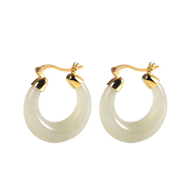 Women Luxury Vintage  Hotan sapphire S925 Silver  Earrings for Party  Pendants  Earrings Ear Piercing Jewelry