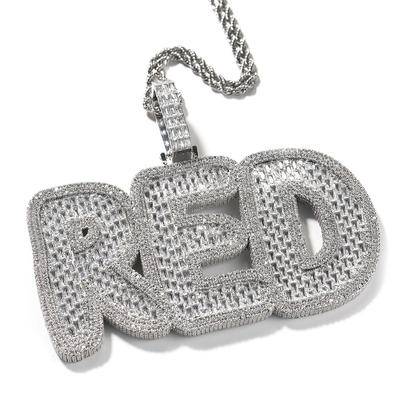 2023 New Luxury Jewelry Custom Large Baguette Name Pendant Iced Out Zircon Letter Necklace Women Men Bling Bling Hip Hop Jewelry
