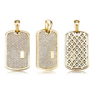 New Hip Hop CZ Zircon Paved Bling Iced Out DIY Customized Name Letter Square Pendants Necklaces Dog Tags for Men Rapper Jewelry
