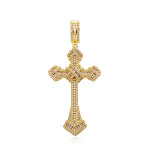 Hip Hop Jewelry Iced Out Cubic Zirconia Shiny Zircon Cross Pendant Necklace For Men Women Couple Bling Fashion Jewelry Pendants