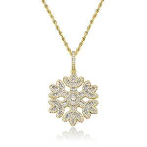 High Quality Bling Bling Snowflake Pendant Necklace Micro Pave Iced Out Cubic Zirconia Pendant Hip Hop Fashion Jewelry Pendants