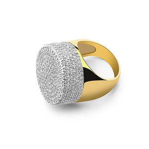 Hip Hop All Iced Out Bling Fashion Jewelry Rings Gold Color Micro Pave Cubic Zircon Stones Round Big Rings For Men Charm Jewelry