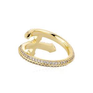 Gold Plated Sword of Justice Rings Jewelry Women Micro-Paved Full CZ Zirconia Ring for Men Luxury Hip Hop Fashion Jewelry Rings