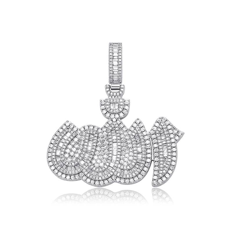 New Allah Pendant Necklace High Quality Iced Out Micro Pave Cubic Zirconia Hip Hop Fashion Jewelry Pendants Gifts Peace and Love