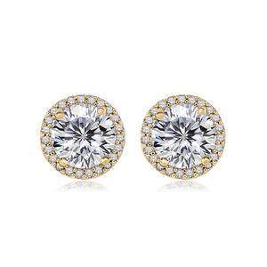 Luxury Cubic Zircon Round Stud Earrings For Women Romantic Elegant Female Daily Fashion Jewelry Earrings Wholesale Dropshipping