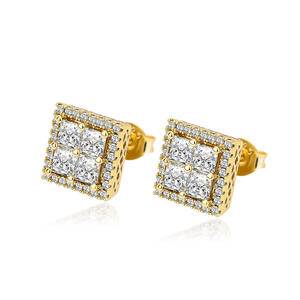 Classic Vintage Square Stud Earrings For Women Bling Cubic Zirconia Romantic Elegant Daily Gold Plated Fashion Jewelry Earrings