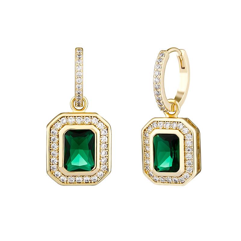 New Arrival Hip Hop Drop Earrings Women Bling Iced Out Big CZ 18K Gold Plated Lady Luxury Square Zircon Fashion Jewelry Earrings