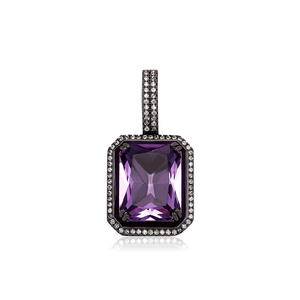 Luxury Simple Design Gold Plated Luminous Gemstone Women Fashion Jewelry Pendants HipHop Jewelry Square Colorful CZ Gem Necklace