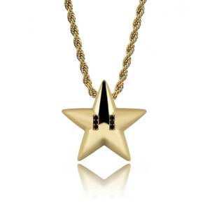 Hip Hop Star Pentagram Pendant Necklace Iced Out Micro Pave Bling Cubic Zircon Stones Men Jewelry Gifts Fashion Jewelry Pendants