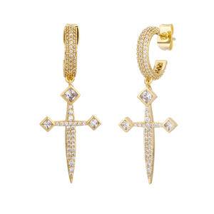 Cross Drop Earrings Women Sword Design Personality Simple Versatile Temperament Earring Party Jewelry Fashion Jewelry Earrings
