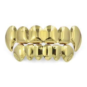 New Rose Gold Plated Hip Hop Grills Teeth Grillz Top Bottom Grill Set for Christmas Party Vampire Tooth Grillz For Teeth Jewelry