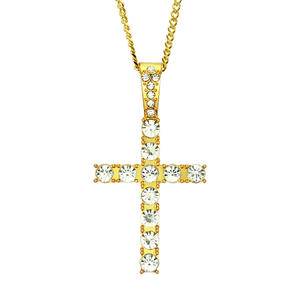 Droppings Alloy Cross Pendant Iced Out Rhinestone Gold Plated Tone Crucifix Charm Christian Jesus Cross Pendant Necklace Jewelry