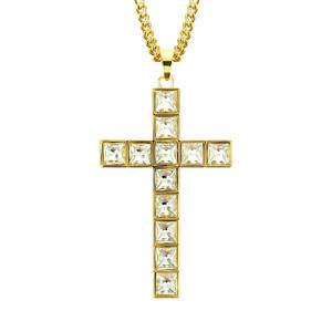 Fashion HipHop Alloy Cross Pendant Ice Out Square crystal Rhinestone Gold Plated christian jesus cross pendant necklaces Jewelry