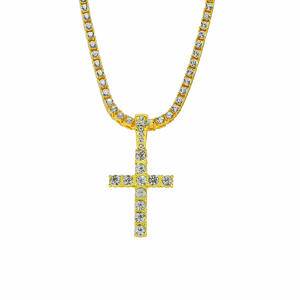 Hip Hop Alloy Cross Pendant Crystal Rhinestones With Tennis Chain Iced Out Bling Christian Jesus Cross Pendant Necklace Jewelry